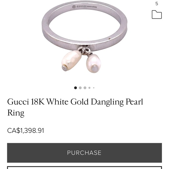 Gucci 18k white gold pearl drop ring - Picture 2 of 2